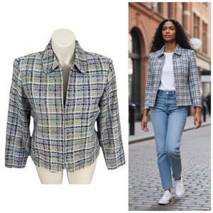 Coldwater Creek Blazer Womens 14 Blue Jacket Office Old Money Work Coastal